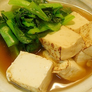 焼き豆腐と小松菜の煮物